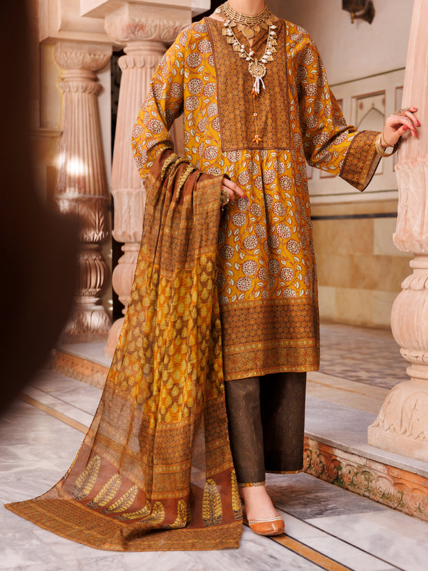 Brown Lawn 3 Piece Stitched - ALP-3PS-1897 - Almirah Online