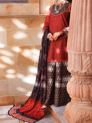 Maroon Lawn 3 Piece Stitched - ALP-3PS-1898 - Almirah Online