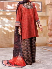 Maroon Lawn 3 Piece Stitched - ALP-3PS-1898 - Almirah Online