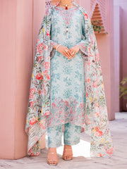 Aqua Blue Maple Silk 3 Piece Stitched - ALP-3PS-1914 - Almirah Online