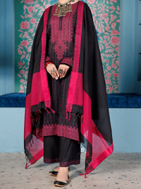 Black Lino Kara 3 Piece Stitched - ALP-3PS-1923