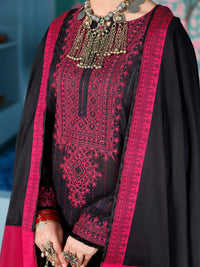 Black Lino Kara 3 Piece Stitched - ALP-3PS-1923