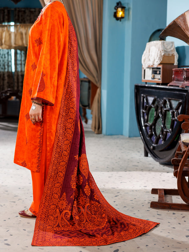 Orange Cotton Dobby 3 Piece Stitched - ALP-3PS-1924 - Almirah Online