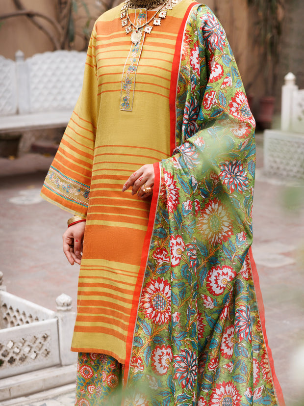 Mehndi Green Yarn Dyed 3 Piece Stitched - ALP-3PS-1930 - Almirah Online