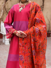 Fuchsia Yarn Dyed 3 Piece Unstitched - ALP-3PS-1933 - Almirah Online