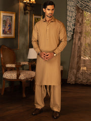 Beige Blended Kameez Shalwar - ALWA-KS-455 - Almirah Online