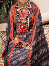 Black Poly-Lawn 3Pc Stitched - ALP-3PS-1955B