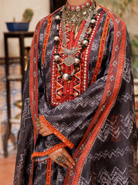 Black Poly-Lawn 3Pc Stitched - ALP-3PS-1955B