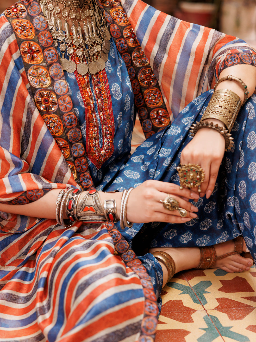 Blue Dobby 3Pc Stitched - ALP-3PS-1956A