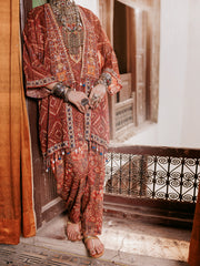 Brown Poly-Lawn 3 Piece Stitched - ALP-3PS-1959A - Almirah Online