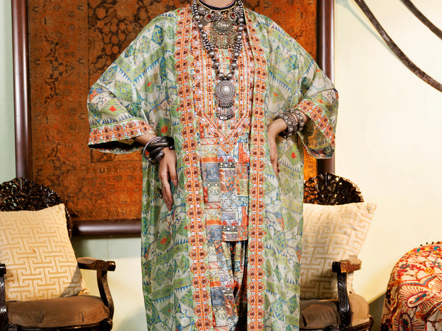 Light Green Poly-Lawn 3 Piece Stitched - ALP-3PS-1960A - Almirah Online