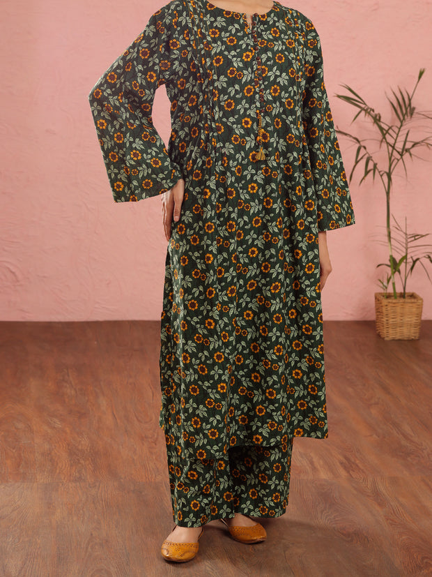 Dark Green Cambric 2 Piece Stitched - ALP-2PS-LKS-1968 - Almirah Online