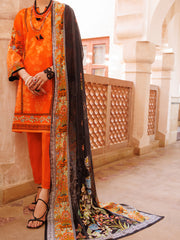 Orange Lawn 3 Piece Unstitched - ALP-3PS-1973 - Almirah Online