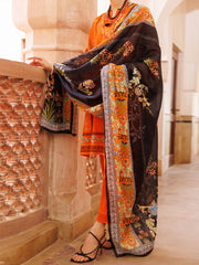 Orange Lawn 3 Piece Stitched - ALP-3PS-1973 - Almirah Online