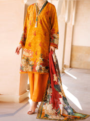 Orange Lawn 3 Piece Unstitched - ALP-3PS-1974 - Almirah Online