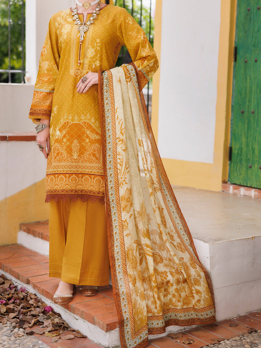 Mustard Lawn 3 Piece Stitched - ALP-3PS-2001