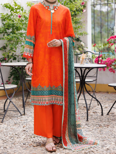 Orange Lawn 3 Piece Unstitched - ALP-3PS-2003