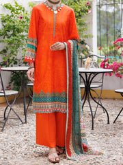 Orange Lawn 3 Piece Stitched - ALP-3PS-2003