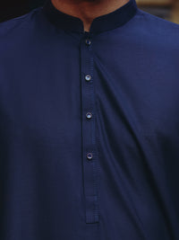 Midnight Blue Blended Kurta - ALET-K-2003