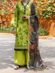 Lime Green Jacquard 3 Piece Unstitched - ALP-3PS-2010