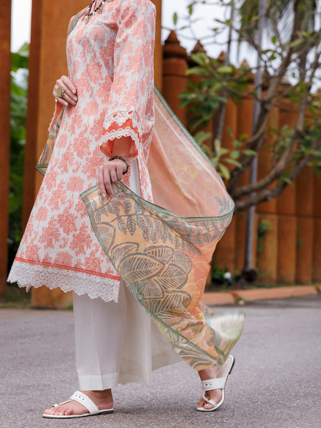 Peach Jacquard 3Pc Stitched - ALP-3PS-2013