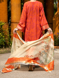 Orange Jacquard 3Pc Stitched - ALP-3PS-2014
