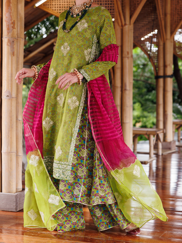 Green Maple Silk 3 Piece Unstitched - ALP-3PS-2026