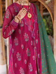 Magenta Khaddi Net 3 Piece Stitched - ALP-3PS-2027