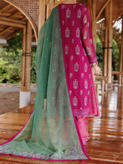 Magenta Khaddi Net 3 Piece Stitched - ALP-3PS-2027