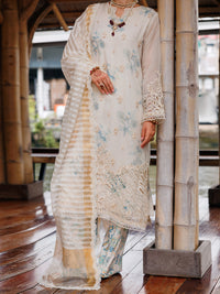 Cream Organza 3Pc Stitched - ALP-3PS-2029