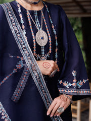 Blue Sheesha Silk 3 Piece Stitched - ALP-3PS-2030