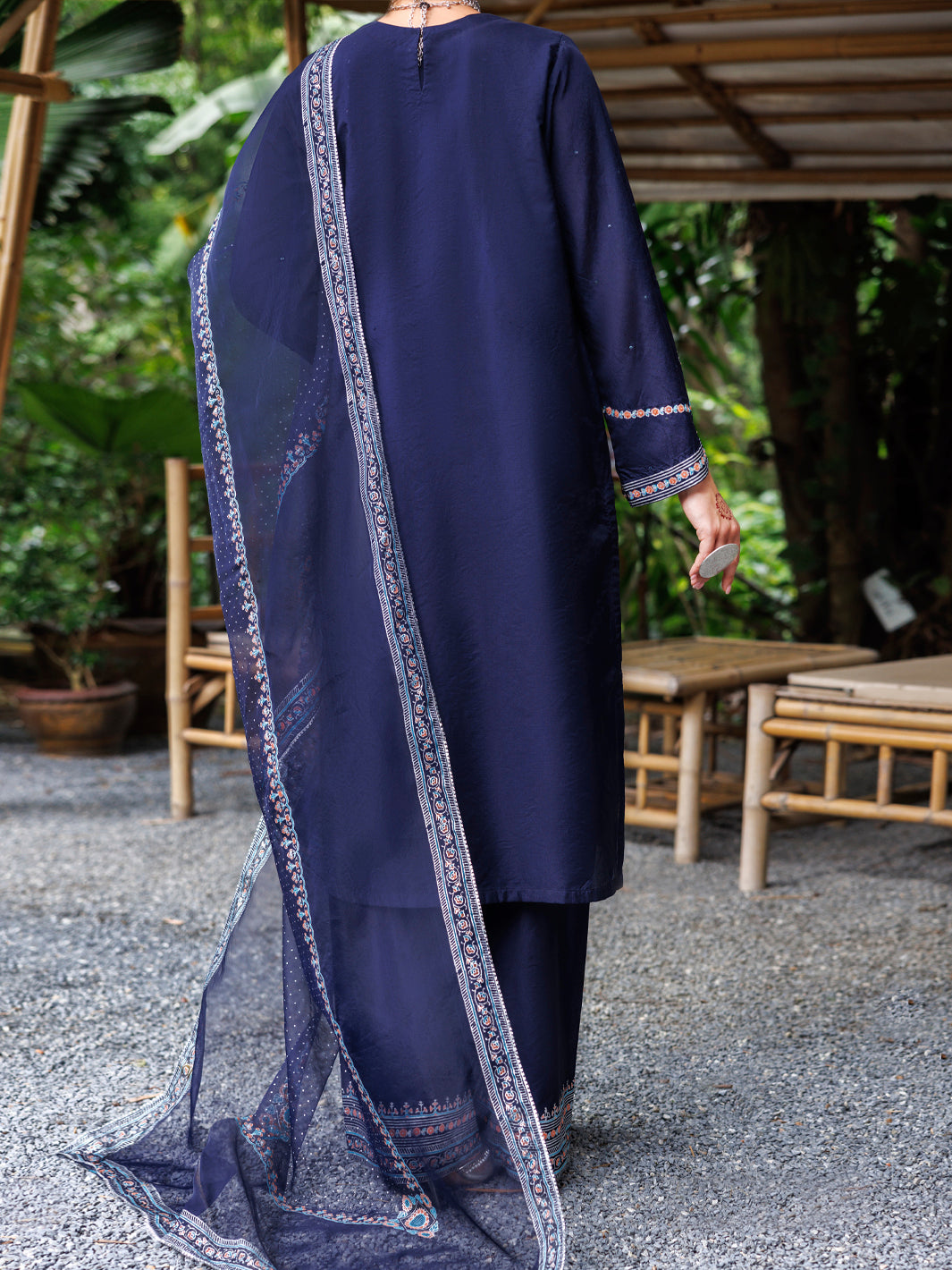 Blue Sheesha Silk 3Pc Stitched - ALP-3PS-2030