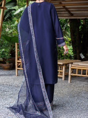 Blue Sheesha Silk 3 Piece Stitched - ALP-3PS-2030