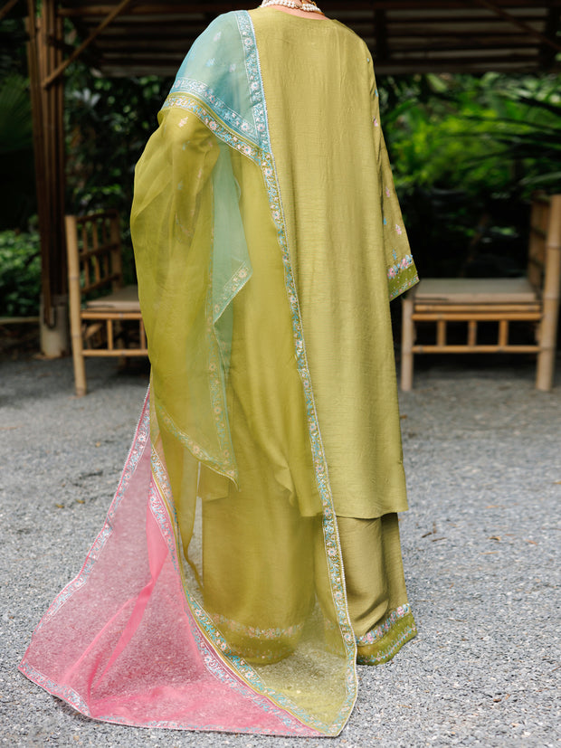 Lime Green Maple Silk 3 Piece Stitched - ALP-3PS-2034