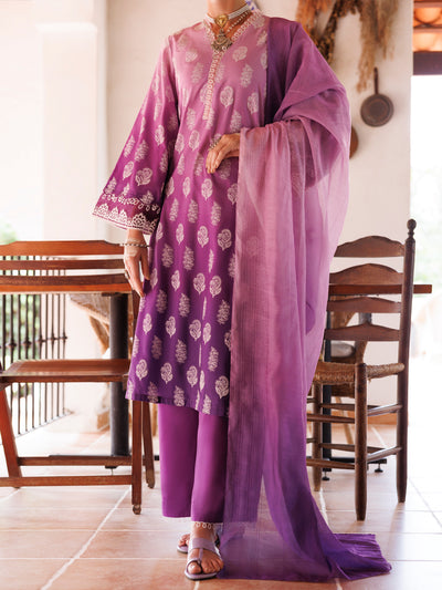 Purple Cambric 3 Piece Stitched - ALP-3PS-2035