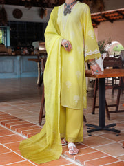 Lemon Cambric 3 Piece Stitched - ALP-3PS-2036