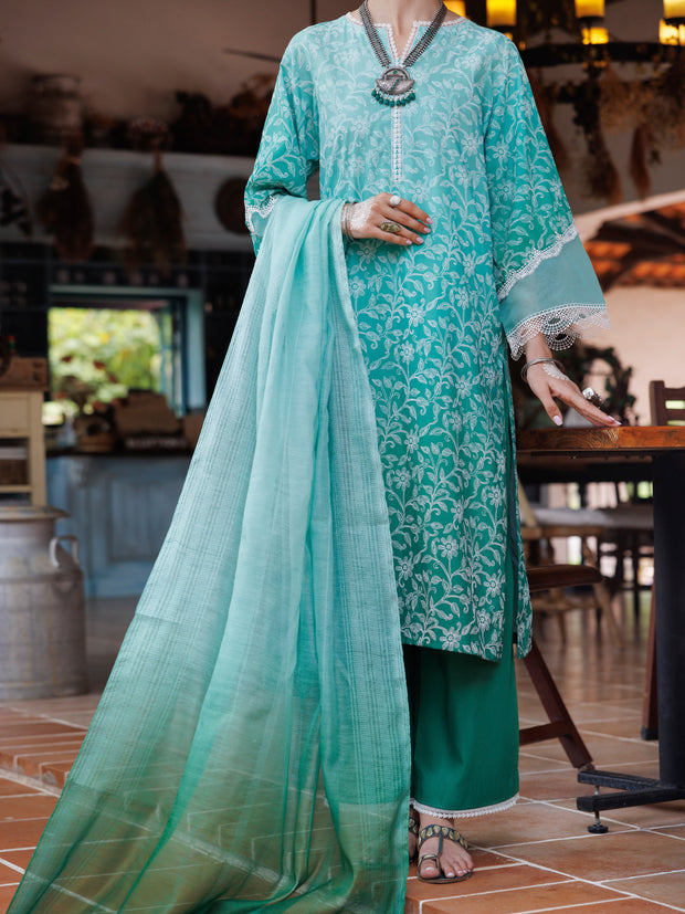 Green Cambric 3 Piece Stitched - ALP-3PS-2037