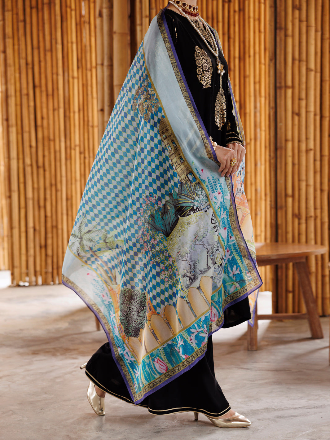 Black Viscose 3Pc Stitched - ALP-3PS-2040