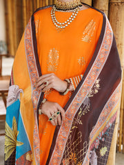 Orange Viscose 3 Piece Stitched - ALP-3PS-2041