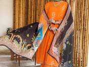 Orange Viscose 3 Piece Stitched - ALP-3PS-2041