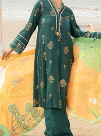 Green Maple Silk 3 Piece Stitched - ALP-3PS-2043