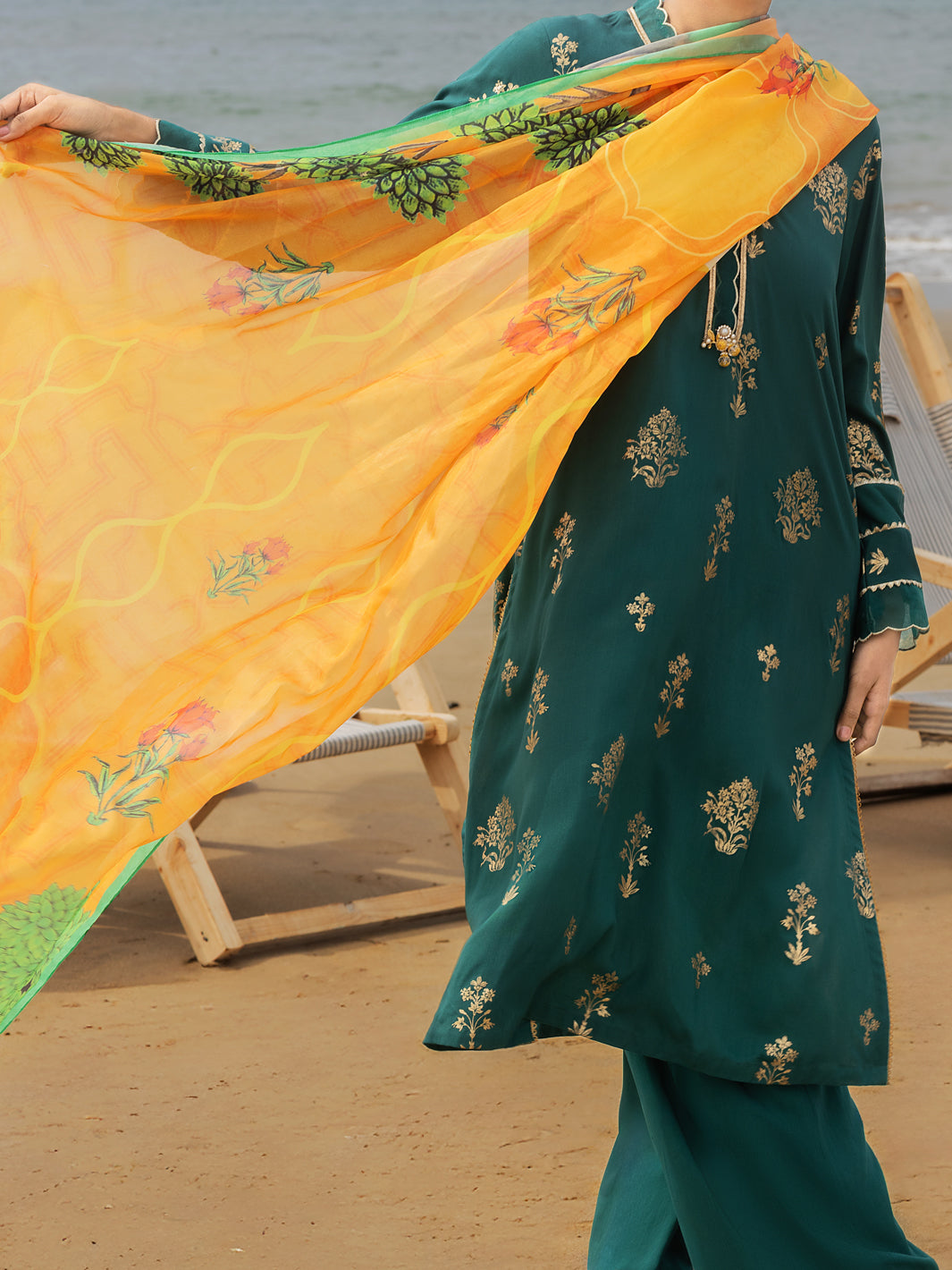 Green Maple Silk 3 Piece Stitched - ALP-3PS-2043