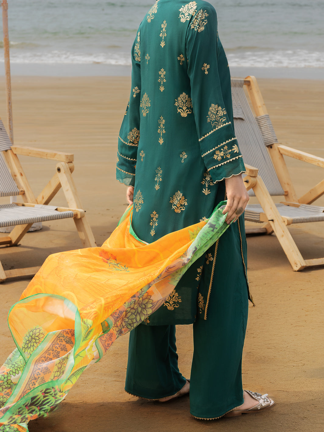 Green Maple Silk 3 Piece Stitched - ALP-3PS-2043