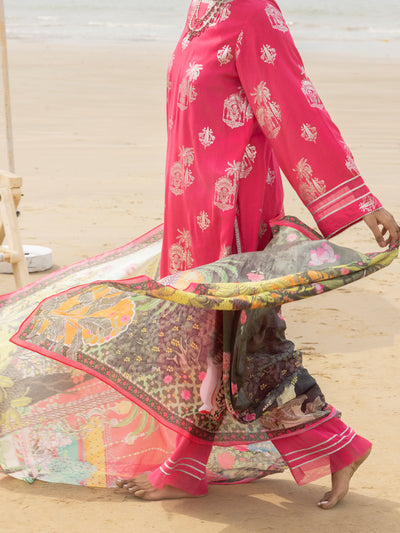 Pink Viscose 3 Piece Unstitched - ALP-3PS-2044
