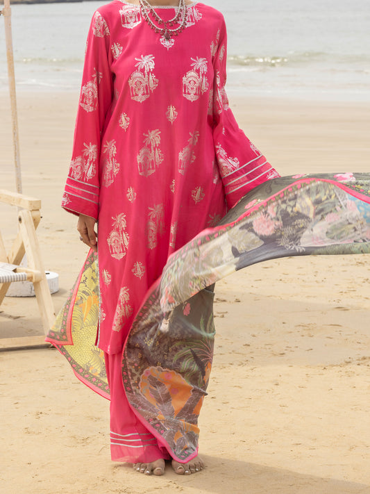 Pink Maple Silk 3Pc Stitched - ALP-3PS-2044