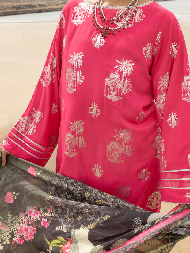 Pink Viscose 3 Piece Stitched - ALP-3PS-2044