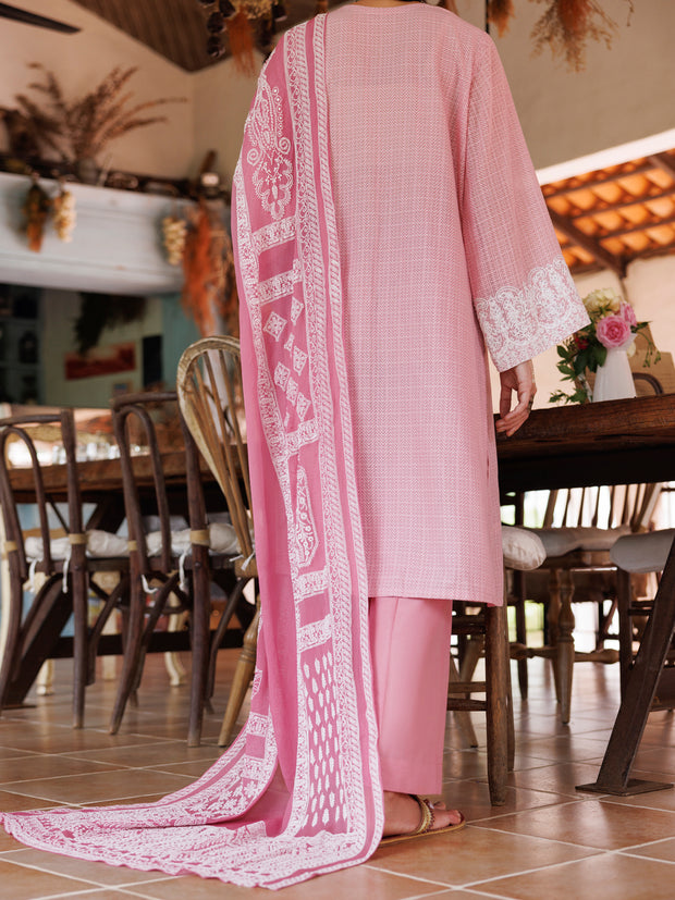 Light Pink Square Dobby 3 Piece Stitched - ALP-3PS-2046