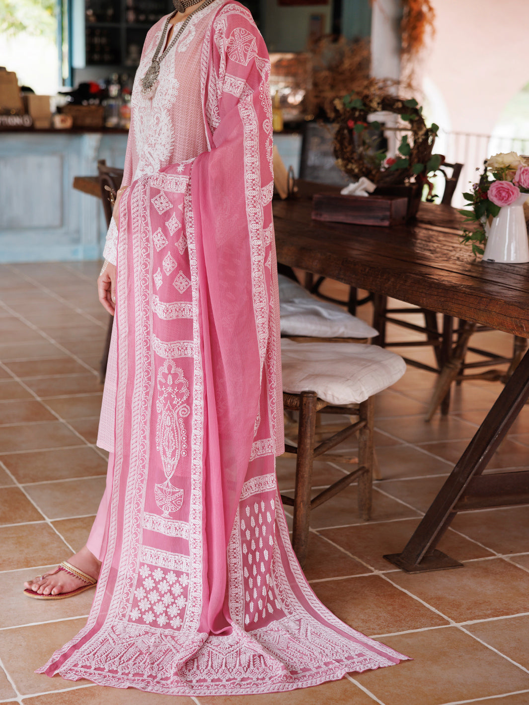 Light Pink Square Dobby 3Pc Stitched - ALP-3PS-2046
