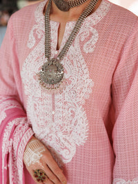 Light Pink Square Dobby 3Pc Stitched - ALP-3PS-2046