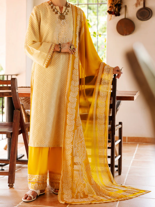 Lemon Square Dobby 3Pc Stitched - ALP-3PS-2047
